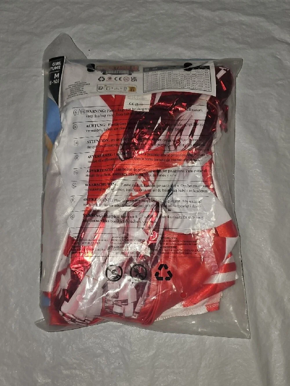 Cheer Leader Kids Costume - Red and White with Pom Poms Girls Medium 8-10 New